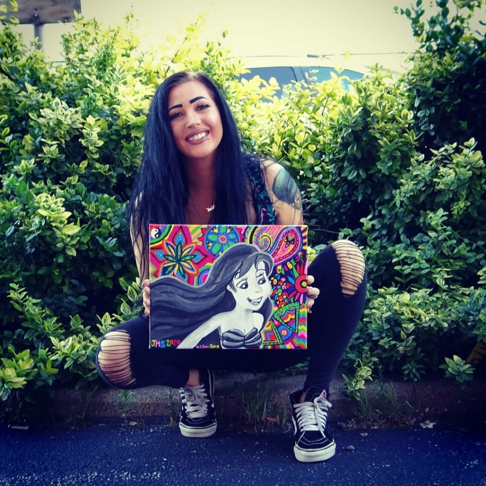 The Little mermaid Ariel original TRIPPY canvas painting psychedelic